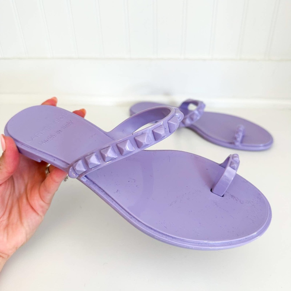 Carmen Sol Maria Studded Flat Jelly Slip On Sandals Violet 9
